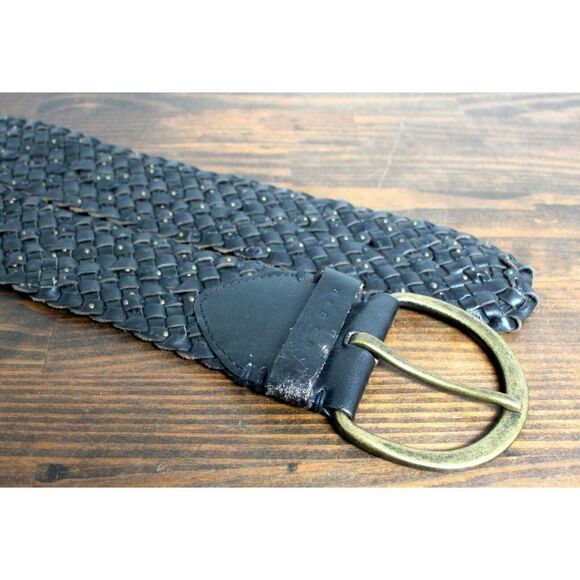 Sisley STUDDED BRAIDED BROWN GENUINE LEATHER 2.75"Wd CORSET WOMEN'S BELT M/L (F1 - Picture 8 of 9